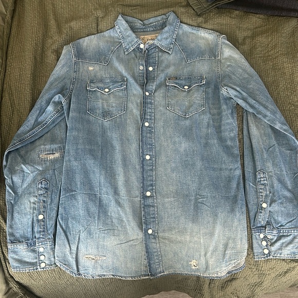 Rare denim polo medium with cool patches around